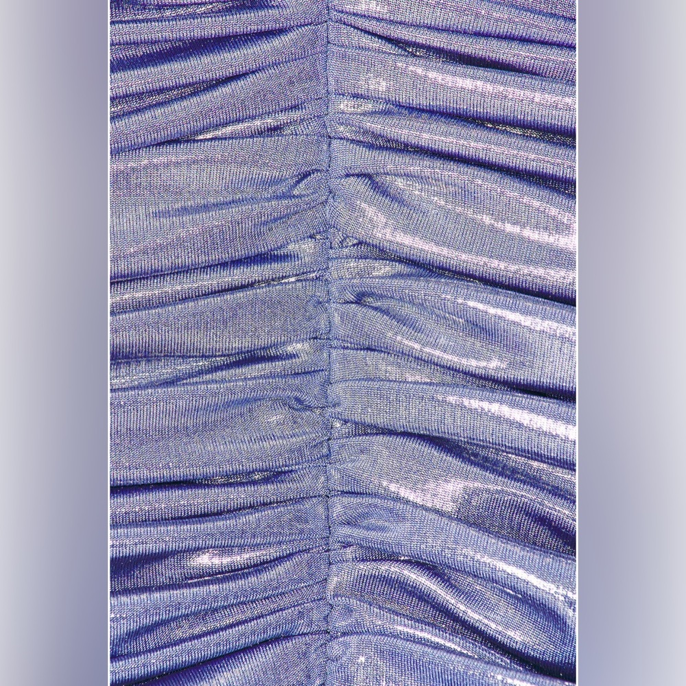 Long Sleeve Ruched Metallic Dress - Picture 4 of 12